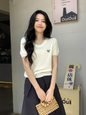 summer bowknot round neck sweater short-sleeved T-shirt women's top