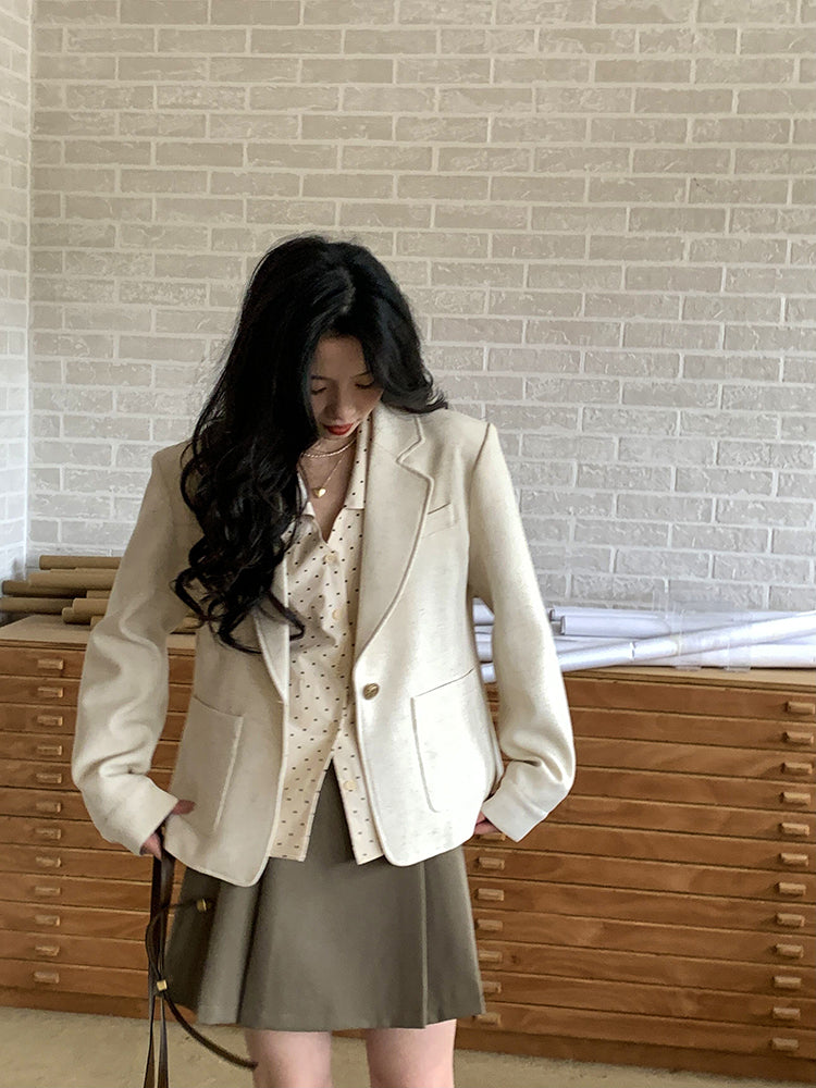 New Style Small Chanel Style Short White Suit Jacket