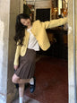 Autumn New Style Small Fragrant Style Short Milk Yellow Gold Button Shoulder Pad Suit Jacket