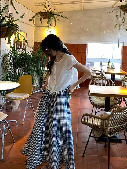 unique beautiful small shirt tassel hem short white shirt