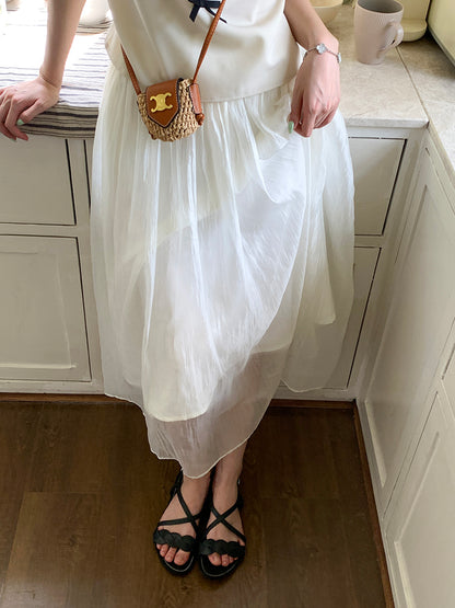 fashion trendy hot style white gauze skirt female summer