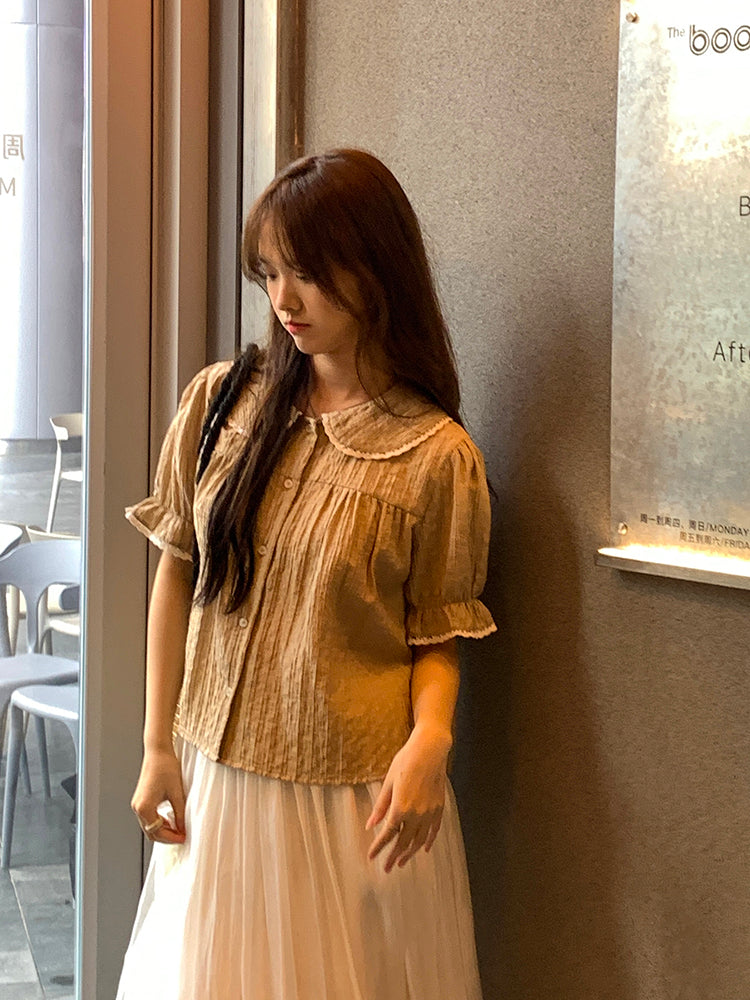 Khaki  shirt women's top 2024 summer new arrival