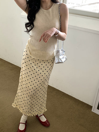 Summer new retro high waist glossy fishtail midi skirt